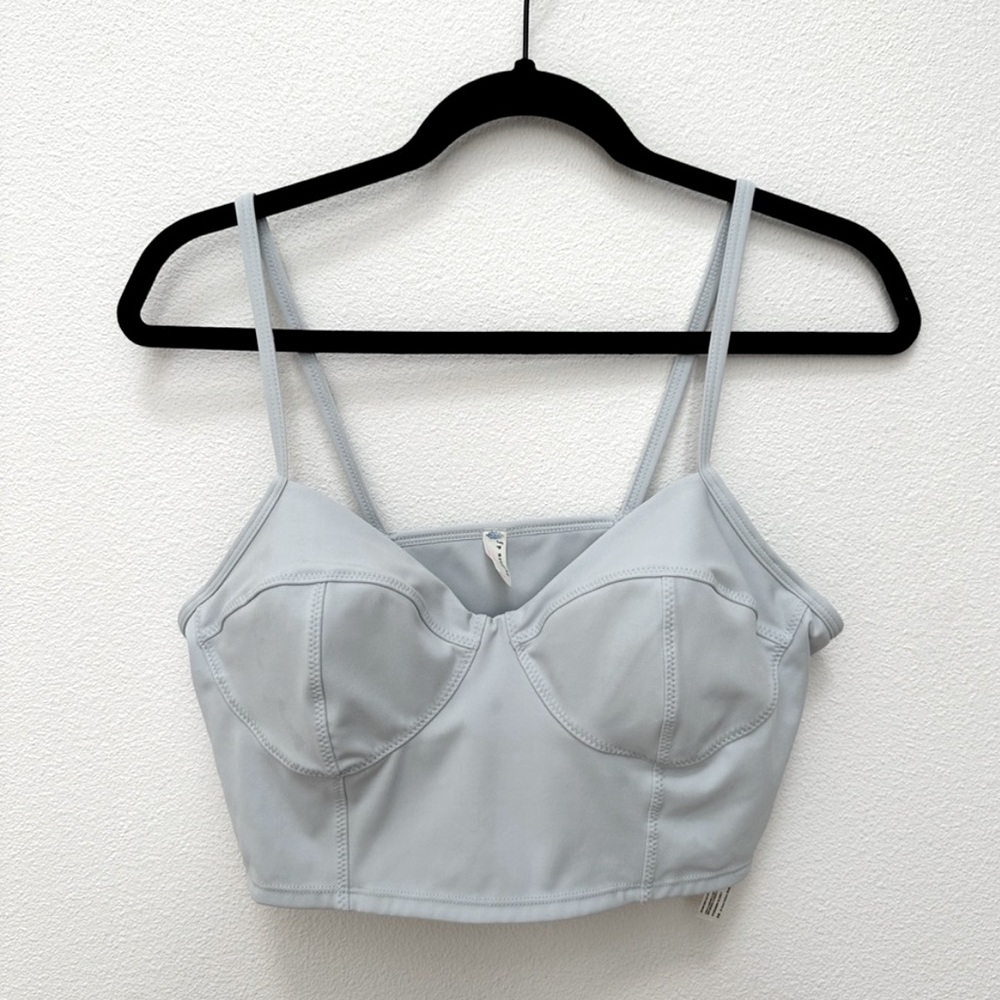 FP Movement by Free People Bustier Crop Top in Grey Size Large